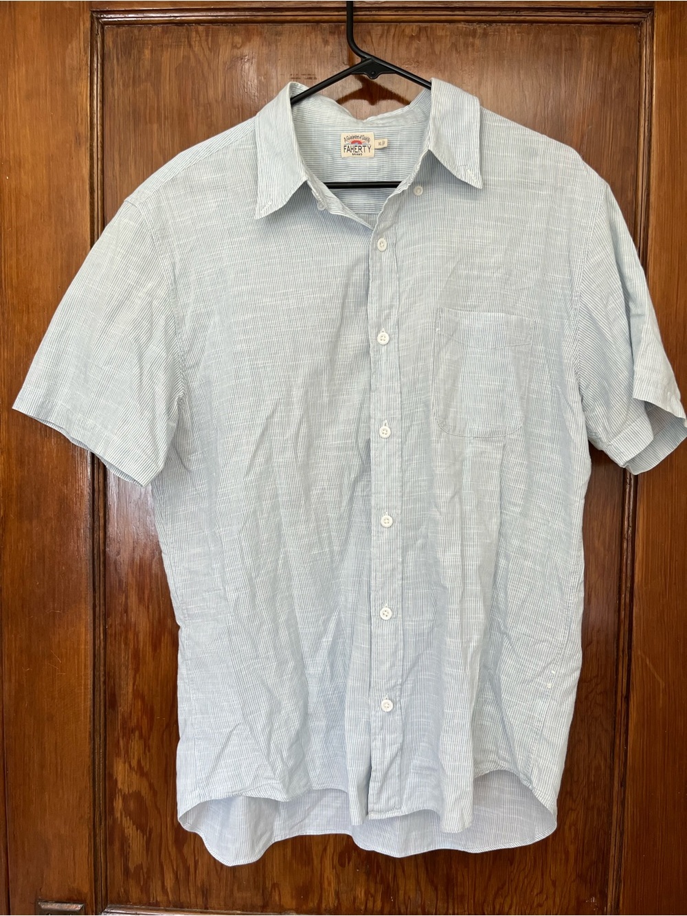 Faherty Light Blue Short-Sleeve Button-Down Shirt